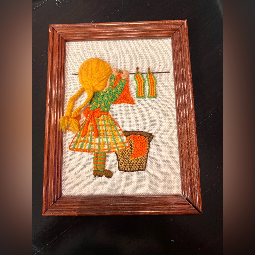 Hand Crafted Vibrant Fiber Art with Orange and Green